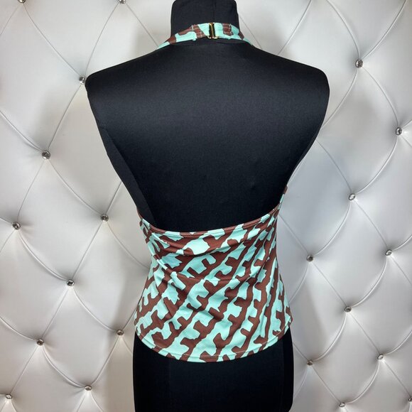 Victoria's Secret Brown And Blue Halter Swimsuit Size 34B - Picture 3 of 10